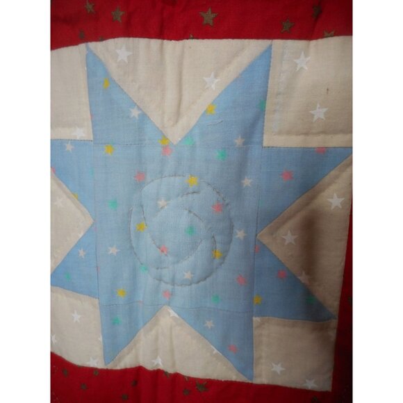 Vintage 1990s Quilted rectangle lap blanket or wall hanging Follow Your Star - Picture 4 of 10